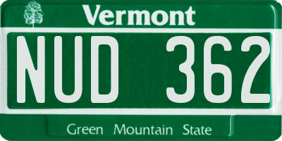 VT license plate NUD362