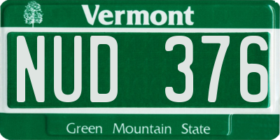 VT license plate NUD376
