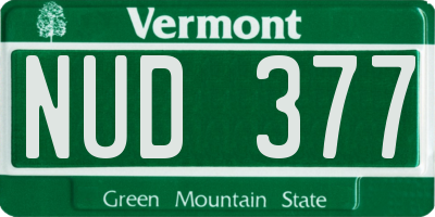 VT license plate NUD377