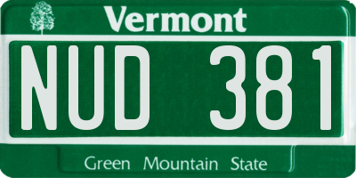 VT license plate NUD381