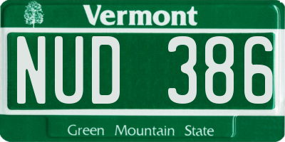 VT license plate NUD386