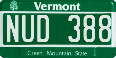 VT license plate NUD388