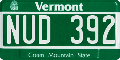 VT license plate NUD392