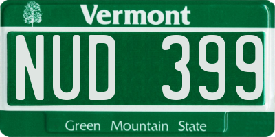 VT license plate NUD399