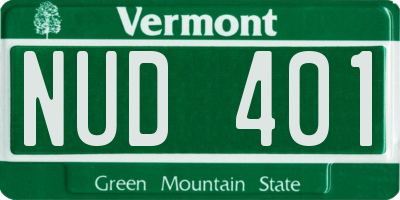 VT license plate NUD401