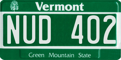 VT license plate NUD402