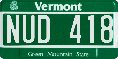 VT license plate NUD418