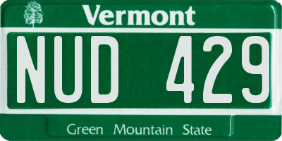 VT license plate NUD429
