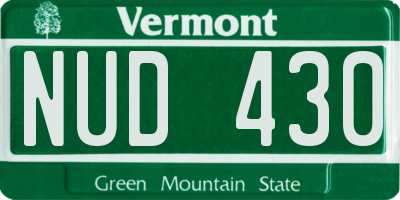 VT license plate NUD430