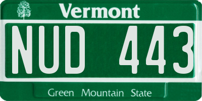 VT license plate NUD443