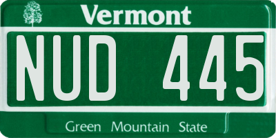 VT license plate NUD445