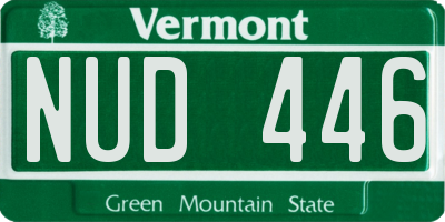 VT license plate NUD446