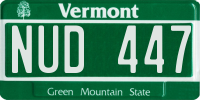 VT license plate NUD447