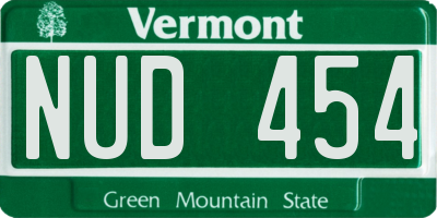 VT license plate NUD454