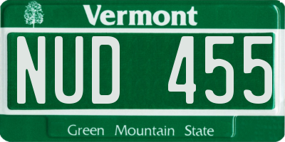 VT license plate NUD455