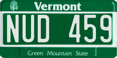 VT license plate NUD459