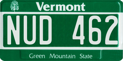 VT license plate NUD462