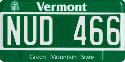 VT license plate NUD466