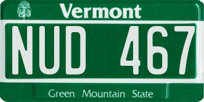 VT license plate NUD467