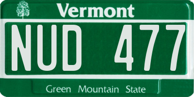 VT license plate NUD477