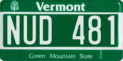VT license plate NUD481
