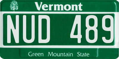 VT license plate NUD489