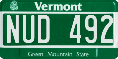 VT license plate NUD492