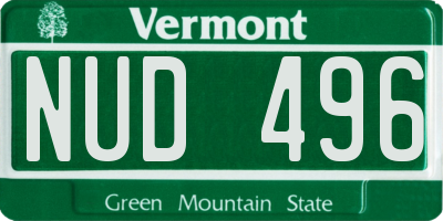 VT license plate NUD496
