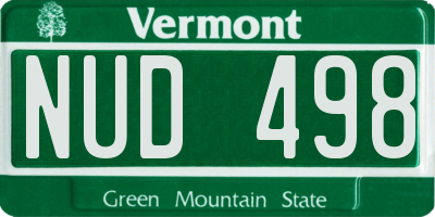 VT license plate NUD498