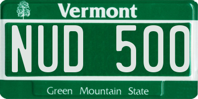 VT license plate NUD500