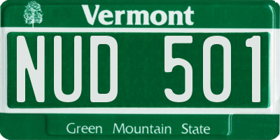 VT license plate NUD501