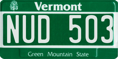 VT license plate NUD503