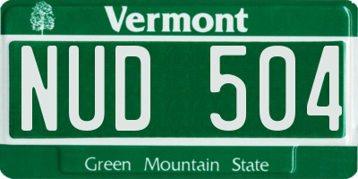 VT license plate NUD504