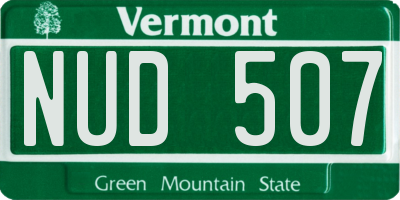 VT license plate NUD507