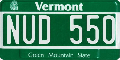 VT license plate NUD550