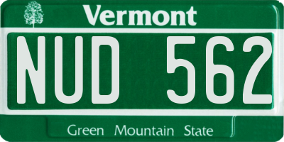 VT license plate NUD562