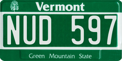 VT license plate NUD597