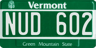 VT license plate NUD602