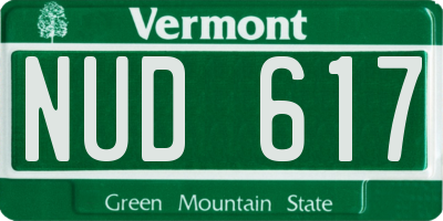 VT license plate NUD617