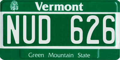 VT license plate NUD626