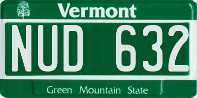 VT license plate NUD632