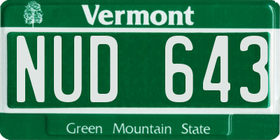 VT license plate NUD643