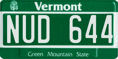 VT license plate NUD644