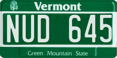VT license plate NUD645