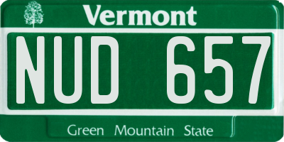 VT license plate NUD657