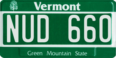 VT license plate NUD660