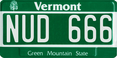 VT license plate NUD666