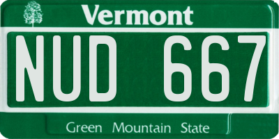 VT license plate NUD667