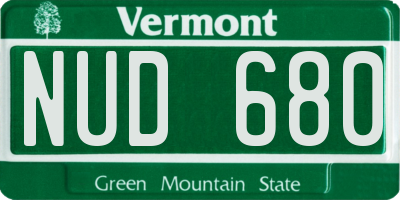 VT license plate NUD680