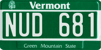 VT license plate NUD681